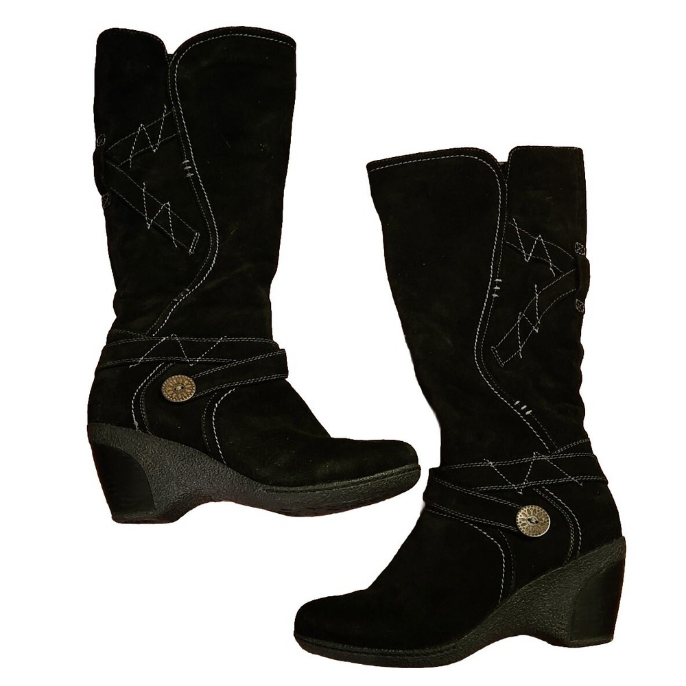 Blondo Womens Leana Suede Tall Boots Sz 10M Black Sporty Water Protect B1606-31‎